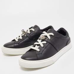 Hermes Black Leather Day Low Top Sneakers Size 39