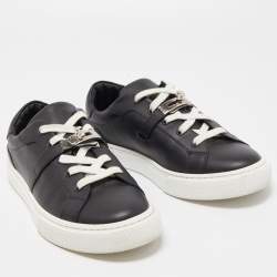 Hermes Black Leather Day Low Top Sneakers Size 39