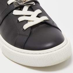 Hermes Black Leather Day Low Top Sneakers Size 39