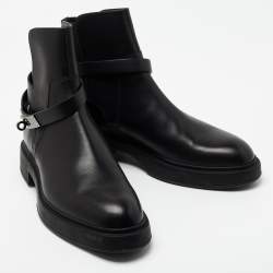 Pre Owned Hermes Black Leather Neo Ankle Boots Size 39