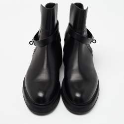 Pre Owned Hermes Black Leather Neo Ankle Boots Size 39