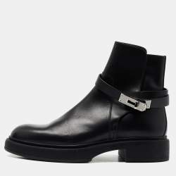 Pre Owned Hermes Black Leather Neo Ankle Boots Size 39