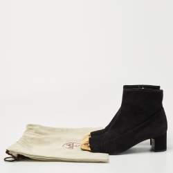 Hermes Black Suede Lindsey Ankle Boots Size 39