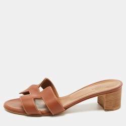 Hermes Brown Leather Oasis Slide Sandals Size 36 Hermes | TLC