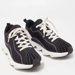 Pre Owned Hermes Black Nylon and Suede Low Top Sneakers Size 37.5