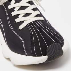 Pre Owned Hermes Black Nylon and Suede Low Top Sneakers Size 37.5