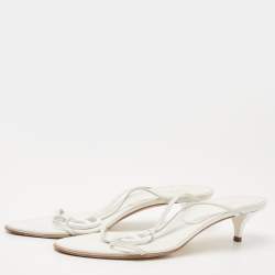 Hermes White Leather Kiss Slide Sandals Size 41