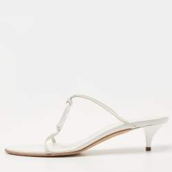 Hermes White Leather Kiss Slide Sandals Size 41