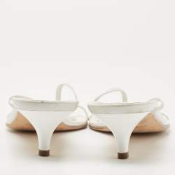Hermes White Leather Kiss Slide Sandals Size 41