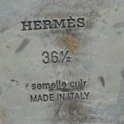 Pre Owned Hermes Grey Crocodile Oran Slide Flats Size 36.5 