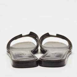 Hermes Metallic Bronze  Leather Oran Slide Flats Size 37