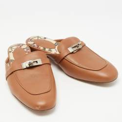 Hermes Brown Leather Oz  Mules Size 39.5 
