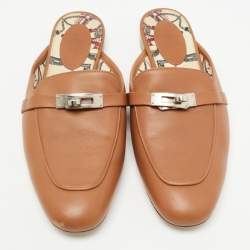 Hermes Brown Leather Oz  Mules Size 39.5 