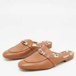 Hermes Brown Leather Oz  Mules Size 39.5 