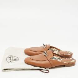 Hermes Brown Leather Oz  Mules Size 39.5 