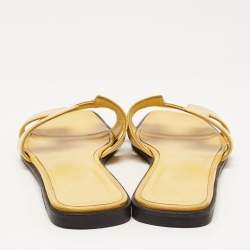 Hermes Yellow Patent Leather Oran Sandals Size 38