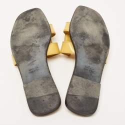 Hermes Yellow Patent Leather Oran Sandals Size 38