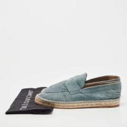 Pre Owned Hermes Grey Suede Trip Slip On Espadrille Flats Size 41