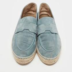 Pre Owned Hermes Grey Suede Trip Slip On Espadrille Flats Size 41