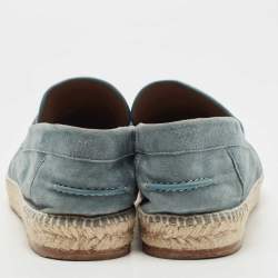 Pre Owned Hermes Grey Suede Trip Slip On Espadrille Flats Size 41