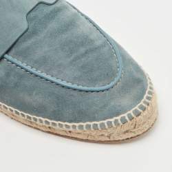 Pre Owned Hermes Grey Suede Trip Slip On Espadrille Flats Size 41