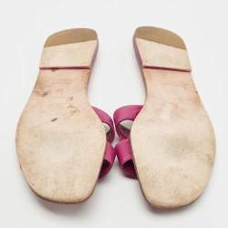 Hermes Purple Leather Oran Flat Slides Size 38