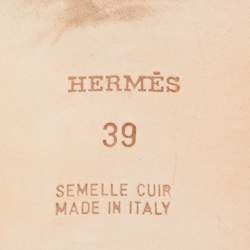 Hermes Blue Twisted Metal Thread Oran Flat Slides Size 39