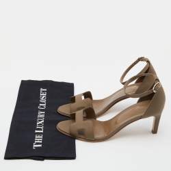 Hermes Taupe Leather Premiere Sandals Size 39.5
