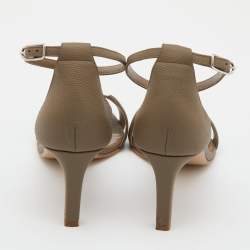 Hermes Taupe Leather Premiere Sandals Size 39.5