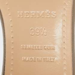 Hermes Taupe Leather Premiere Sandals Size 39.5