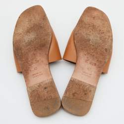 Hermes Brown Leather Villa Flat Slides Size 40