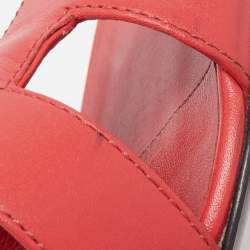 مملوكة مسبقًا Hermes Red Leather Oasis Sandals Size 38.5