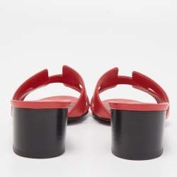 مملوكة مسبقًا Hermes Red Leather Oasis Sandals Size 38.5