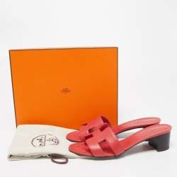 مملوكة مسبقًا Hermes Red Leather Oasis Sandals Size 38.5