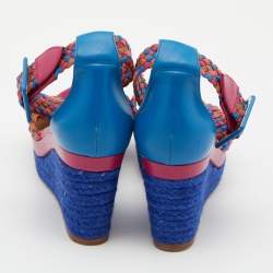 Hermes Multicolor Leather Ines Espadrille Wedge Sandals Size 38