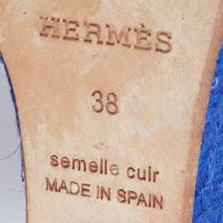 Hermes Multicolor Leather Ines Espadrille Wedge Sandals Size 38