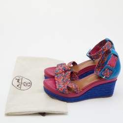Hermes Multicolor Leather Ines Espadrille Wedge Sandals Size 38