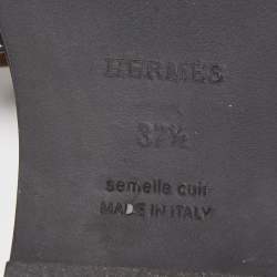 مملوكة مسبقًا Hermes Black Leather Oran Flat Slides Size 37.5