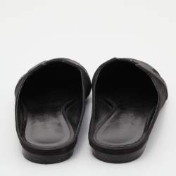 Hermes Black Suede and Beads Powder Roxane Flat Mules Size 38