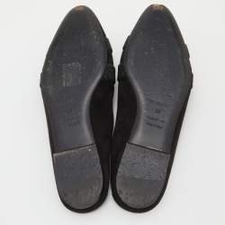 Hermes Black Suede and Beads Powder Roxane Flat Mules Size 38