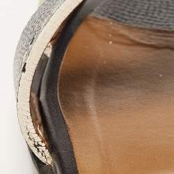 Pre Owned Hermes Black Patent Leather Oran Flat Slides Size 37