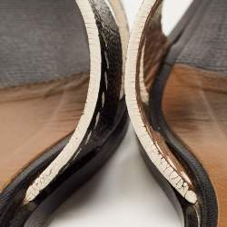 Pre Owned Hermes Black Patent Leather Oran Flat Slides Size 37
