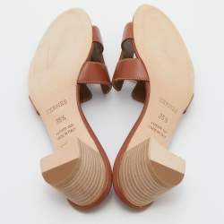 Hermes Brown Leather Oasis Sandals Size 35.5