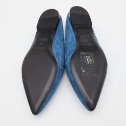 Hermes Blue Suede Pointed Toe Ballet Flats Size 39