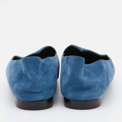 Hermes Blue Suede Pointed Toe Ballet Flats Size 39