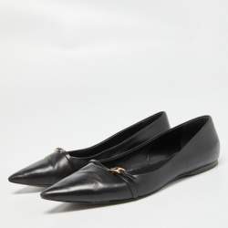 Hermes Black Leather Laura Ballet Flats Size 38.5