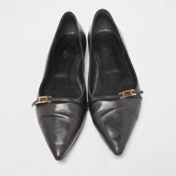 Hermes Black Leather Laura Ballet Flats Size 38.5