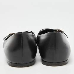 Hermes Black Leather Laura Ballet Flats Size 38.5