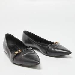 Hermes Black Leather Laura Ballet Flats Size 38.5