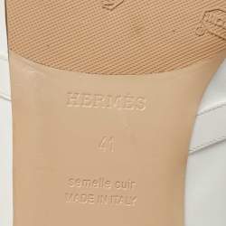 Hermes White Leather Oz Flat Mules Size 41